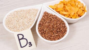 Nährstoffreiche Produkte mit Vitamin B3 und anderen natürlichen Mineralien, gesundes Ernährungskonzept