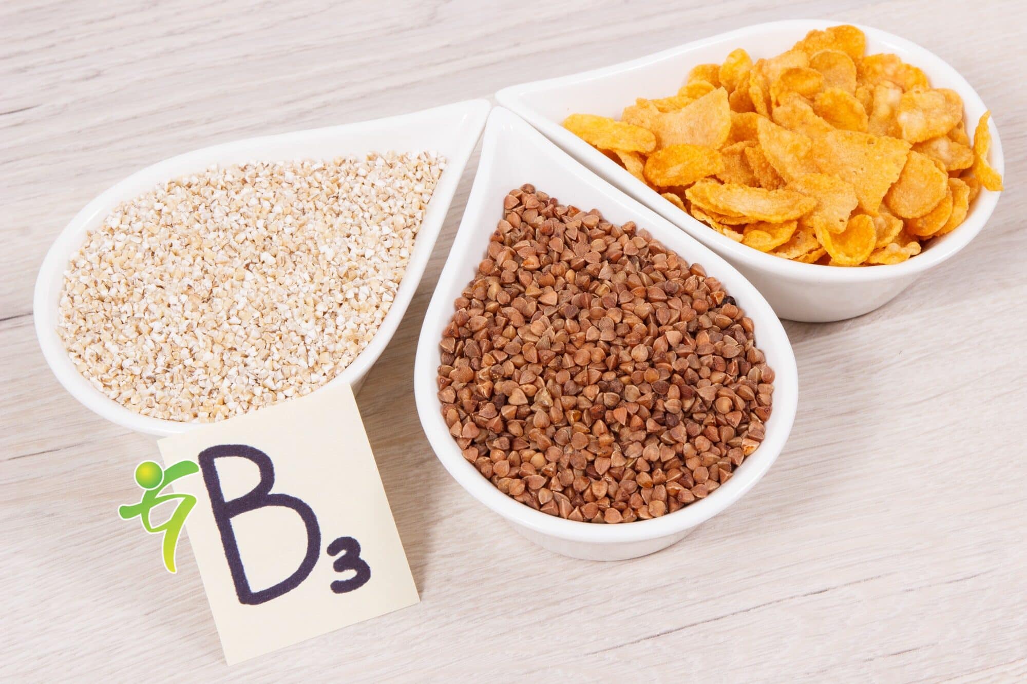 Nährstoffreiche Produkte mit Vitamin B3 und anderen natürlichen Mineralien, gesundes Ernährungskonzept