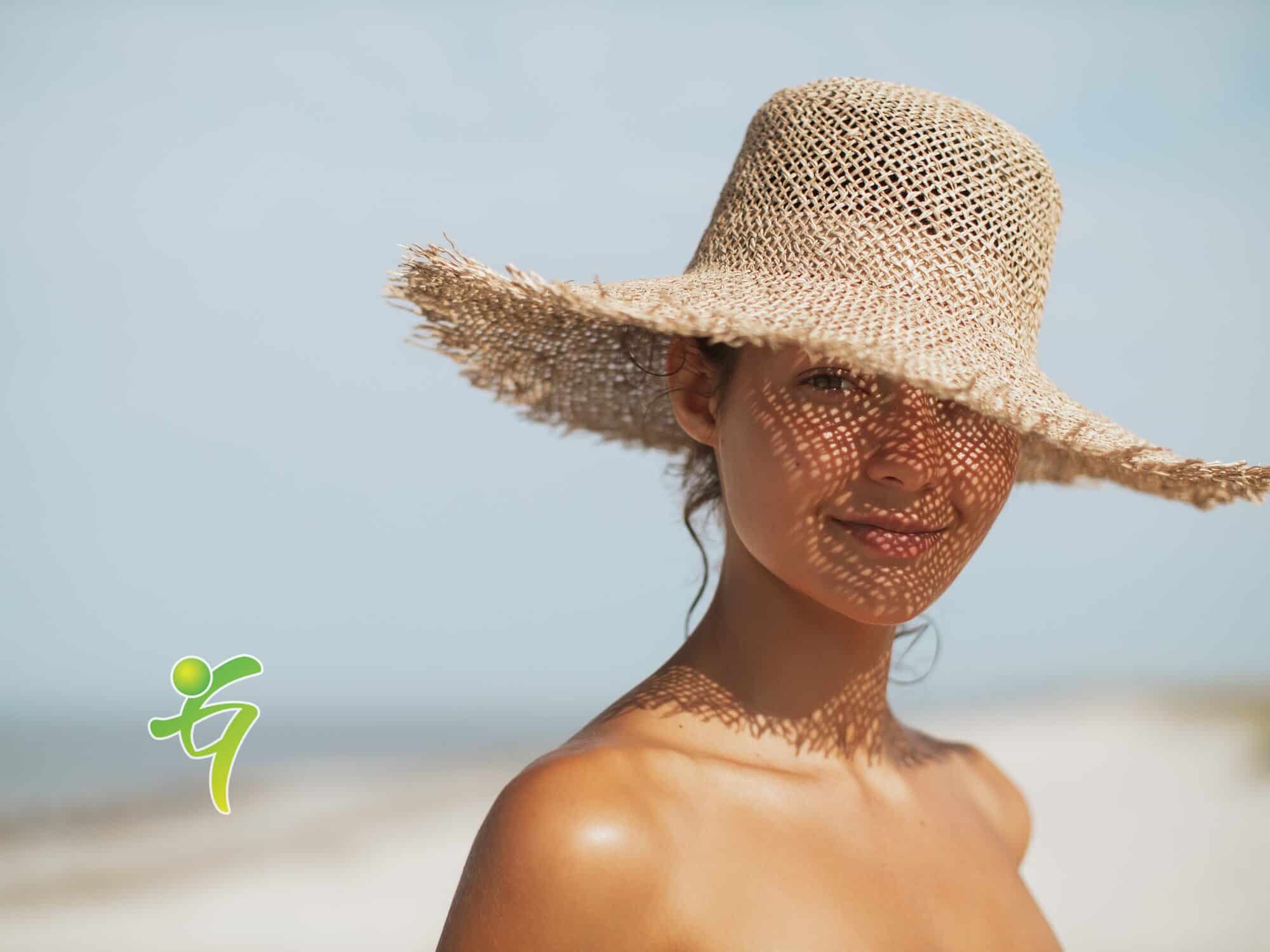 Beach Woman in Sun Hat on Vacation