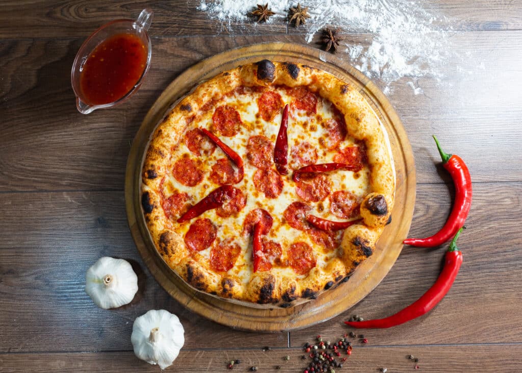 Leckere Pizza, traditionelle italienische Pizza.