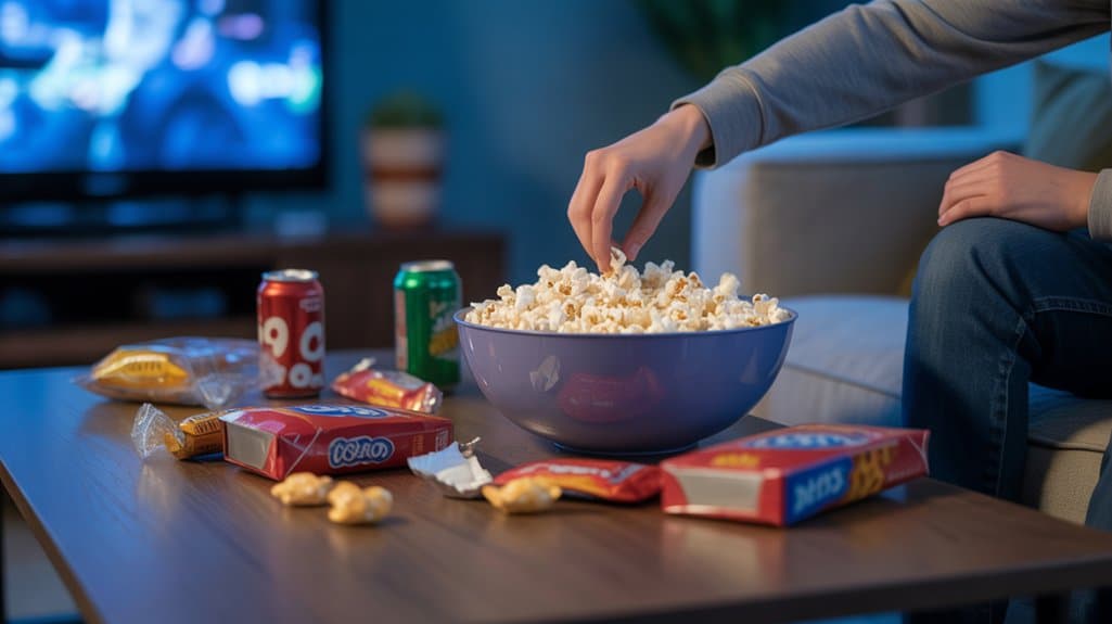 gedankenloses Essen beim Fernsehen