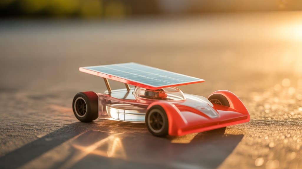 Spielzeugauto fährt mit Sonne und Wasser